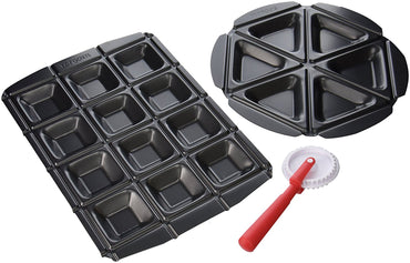 EZ Pockets EZ-1000 Gray Non-Stick Steel 4-Piece Baking Kit with Cutting Tool and Recipe Book