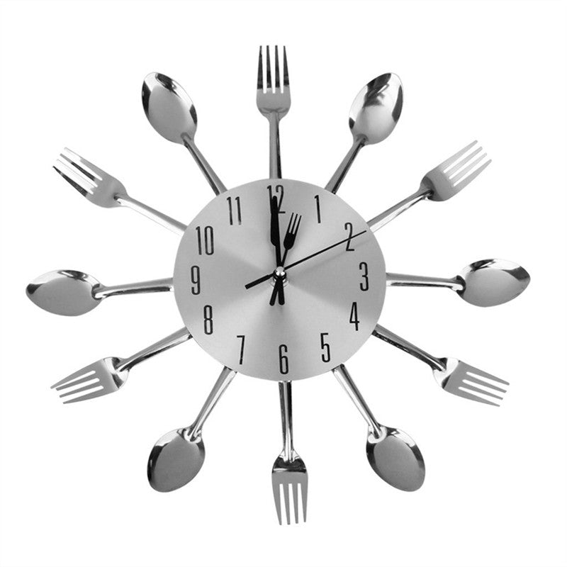 Kitchen Wall Clock with Forks and Spoons